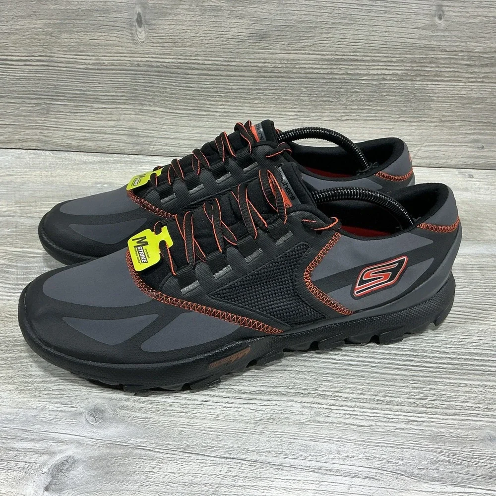 Skechers Go Trail M Strike Mens 53509 Gray Orange Minimalist Shoes Size 10.5 NEW